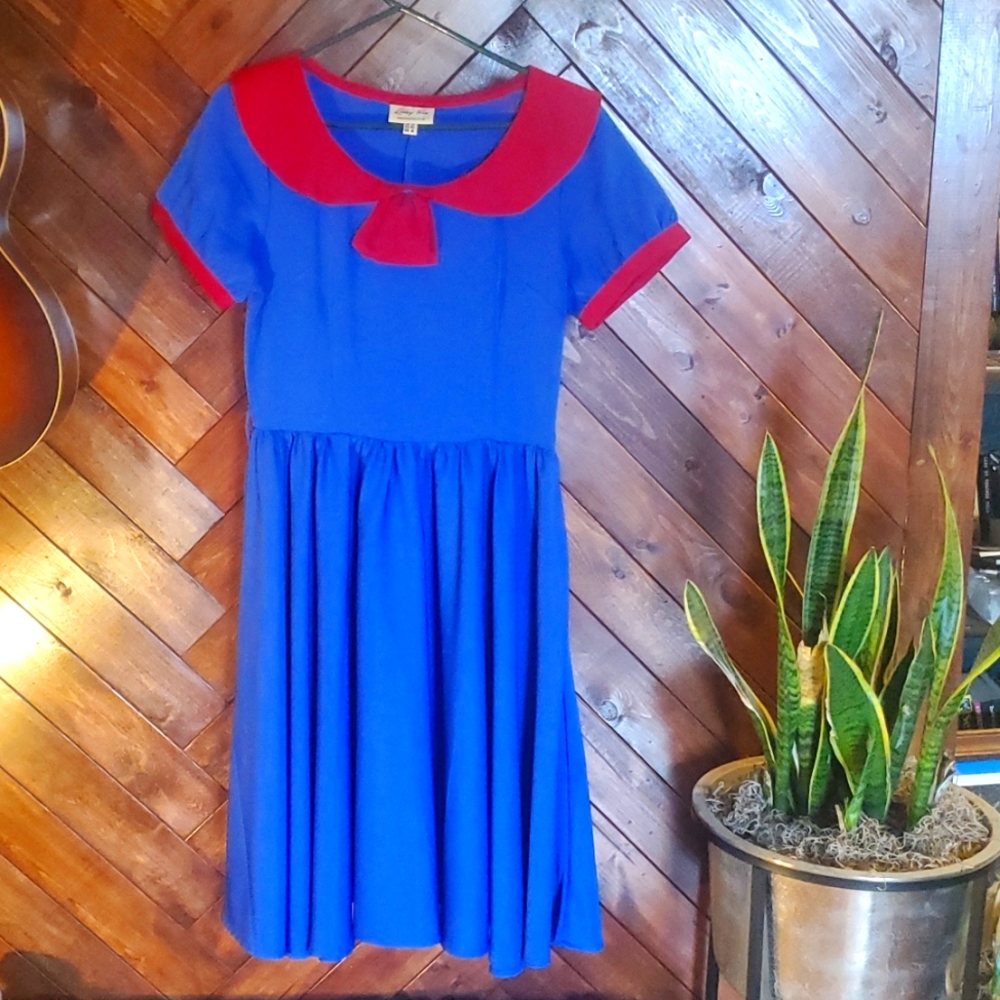 Lindy Bop UK retro 50s Blue swing dress size M